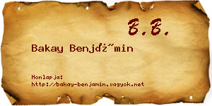 Bakay Benjámin névjegykártya